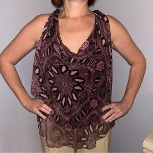 Haute Hippie Cold Shoulder Purple Silk Blouse